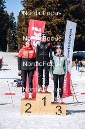 26.03.2022, Zweisimmen-Sparenmoos, Switzerland (SUI): Anja Weber (SUI), Nadine Faehndrich (SUI), Nadja Kaelin (SUI), (l-r) - Swiss Championships cross-country, mass, Zweisimmen-Sparenmoos (SUI). www.nordicfocus.com. © Modica/NordicFocus. Every downloaded picture is fee-liable.