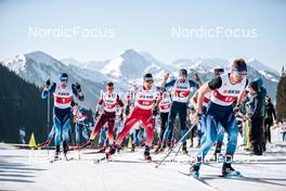 26.03.2022, Zweisimmen-Sparenmoos, Switzerland (SUI): Dario Cologna (SUI), Jovian Hediger (SUI), Erwan Kaeser (SUI), (l-r)  - Swiss Championships cross-country, mass, Zweisimmen-Sparenmoos (SUI). www.nordicfocus.com. © Modica/NordicFocus. Every downloaded picture is fee-liable.