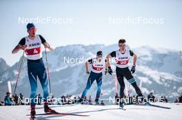 26.03.2022, Zweisimmen-Sparenmoos, Switzerland (SUI): Erwan Kaeser (SUI), Ricky Steinauer (SUI), (l-r)  - Swiss Championships cross-country, mass, Zweisimmen-Sparenmoos (SUI). www.nordicfocus.com. © Modica/NordicFocus. Every downloaded picture is fee-liable.