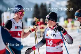 26.03.2022, Zweisimmen-Sparenmoos, Switzerland (SUI): Cedric Steiner (SUI), Jovian Hediger (SUI), (l-r)  - Swiss Championships cross-country, mass, Zweisimmen-Sparenmoos (SUI). www.nordicfocus.com. © Modica/NordicFocus. Every downloaded picture is fee-liable.