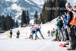 26.03.2022, Zweisimmen-Sparenmoos, Switzerland (SUI): Beda Klee (SUI), Cedric Steiner (SUI), (l-r)  - Swiss Championships cross-country, mass, Zweisimmen-Sparenmoos (SUI). www.nordicfocus.com. © Modica/NordicFocus. Every downloaded picture is fee-liable.