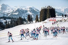26.03.2022, Zweisimmen-Sparenmoos, Switzerland (SUI): Cedric Steiner (SUI), Jonas Baumann (SUI), Dario Cologna (SUI), Cyril Faehndrich (SUI), (l-r)  - Swiss Championships cross-country, mass, Zweisimmen-Sparenmoos (SUI). www.nordicfocus.com. © Modica/NordicFocus. Every downloaded picture is fee-liable.