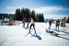 27.03.2022, Zweisimmen-Sparenmoos, Switzerland (SUI): Normand Savary (SUI), Silvan Lauber (SUI), (l-r)  - Swiss Championships cross-country, relay, Zweisimmen-Sparenmoos (SUI). www.nordicfocus.com. © Modica/NordicFocus. Every downloaded picture is fee-liable.