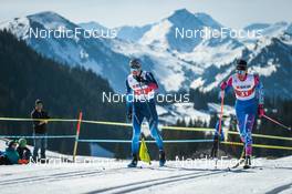 27.03.2022, Zweisimmen-Sparenmoos, Switzerland (SUI): Gianluca Walpen (SUI), Noe Naeff (SUI), (l-r)  - Swiss Championships cross-country, relay, Zweisimmen-Sparenmoos (SUI). www.nordicfocus.com. © Modica/NordicFocus. Every downloaded picture is fee-liable.