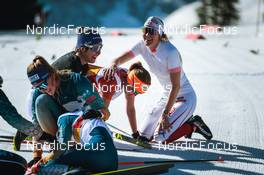 27.03.2022, Zweisimmen-Sparenmoos, Switzerland (SUI): Fabiana Wieser (SUI), Giuliana Werro (SUI), Helena Guntern (SUI), (l-r)  - Swiss Championships cross-country, relay, Zweisimmen-Sparenmoos (SUI). www.nordicfocus.com. © Modica/NordicFocus. Every downloaded picture is fee-liable.