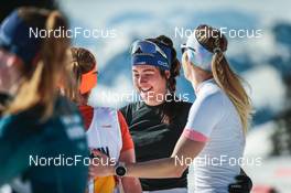 27.03.2022, Zweisimmen-Sparenmoos, Switzerland (SUI): Helena Guntern (SUI), Giuliana Werro (SUI), Fabiana Wieser (SUI), (l-r)  - Swiss Championships cross-country, relay, Zweisimmen-Sparenmoos (SUI). www.nordicfocus.com. © Modica/NordicFocus. Every downloaded picture is fee-liable.