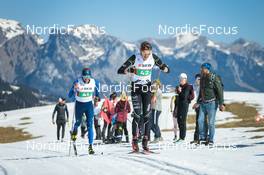 27.03.2022, Zweisimmen-Sparenmoos, Switzerland (SUI): Ueli Schnider (SUI), Cedric Steiner (SUI), (l-r)  - Swiss Championships cross-country, relay, Zweisimmen-Sparenmoos (SUI). www.nordicfocus.com. © Modica/NordicFocus. Every downloaded picture is fee-liable.
