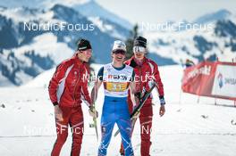 27.03.2022, Zweisimmen-Sparenmoos, Switzerland (SUI): Max Wanger (SUI), Isai Naeff (SUI), Noe Naeff (SUI), (l-r)  - Swiss Championships cross-country, relay, Zweisimmen-Sparenmoos (SUI). www.nordicfocus.com. © Modica/NordicFocus. Every downloaded picture is fee-liable.