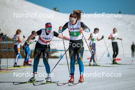 27.03.2022, Zweisimmen-Sparenmoos, Switzerland (SUI): Annalena Schocher (LIE), Nina Riedener (LIE), (l-r)  - Swiss Championships cross-country, relay, Zweisimmen-Sparenmoos (SUI). www.nordicfocus.com. © Modica/NordicFocus. Every downloaded picture is fee-liable.
