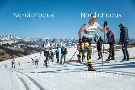 27.03.2022, Zweisimmen-Sparenmoos, Switzerland (SUI): Antonin Savary (SUI), Roman Alder (SUI), (l-r)  - Swiss Championships cross-country, relay, Zweisimmen-Sparenmoos (SUI). www.nordicfocus.com. © Modica/NordicFocus. Every downloaded picture is fee-liable.