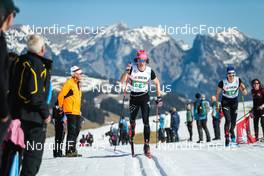 27.03.2022, Zweisimmen-Sparenmoos, Switzerland (SUI): Maurin Jonas Egger (SUI), Antonin Savary (SUI), (l-r)  - Swiss Championships cross-country, relay, Zweisimmen-Sparenmoos (SUI). www.nordicfocus.com. © Modica/NordicFocus. Every downloaded picture is fee-liable.