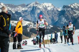 27.03.2022, Zweisimmen-Sparenmoos, Switzerland (SUI): Maurin Jonas Egger (SUI), Antonin Savary (SUI), (l-r)  - Swiss Championships cross-country, relay, Zweisimmen-Sparenmoos (SUI). www.nordicfocus.com. © Modica/NordicFocus. Every downloaded picture is fee-liable.