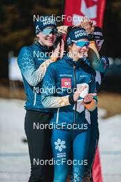 27.03.2022, Zweisimmen-Sparenmoos, Switzerland (SUI): Nadia Steiger (SUI), Nadine Faehndrich (SUI), Bianca Buholzer (SUI), (l-r)  - Swiss Championships cross-country, relay, Zweisimmen-Sparenmoos (SUI). www.nordicfocus.com. © Modica/NordicFocus. Every downloaded picture is fee-liable.
