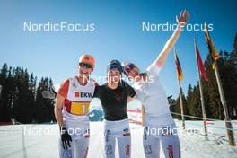 27.03.2022, Zweisimmen-Sparenmoos, Switzerland (SUI): Helena Guntern (SUI), Giuliana Werro (SUI), Fabiana Wieser (SUI), (l-r)  - Swiss Championships cross-country, relay, Zweisimmen-Sparenmoos (SUI). www.nordicfocus.com. © Modica/NordicFocus. Every downloaded picture is fee-liable.