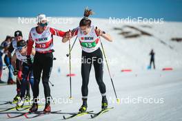 27.03.2022, Zweisimmen-Sparenmoos, Switzerland (SUI): Karoline Moen Guidon (SUI), Anja Weber (SUI), (l-r)  - Swiss Championships cross-country, relay, Zweisimmen-Sparenmoos (SUI). www.nordicfocus.com. © Modica/NordicFocus. Every downloaded picture is fee-liable.