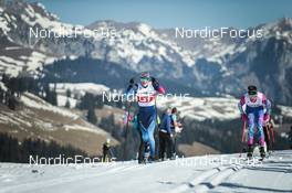 27.03.2022, Zweisimmen-Sparenmoos, Switzerland (SUI): Gianluca Walpen (SUI), Noe Naeff (SUI), (l-r)  - Swiss Championships cross-country, relay, Zweisimmen-Sparenmoos (SUI). www.nordicfocus.com. © Modica/NordicFocus. Every downloaded picture is fee-liable.