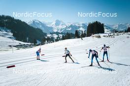 25.03.2022, Zweisimmen-Sparenmoos, Switzerland (SUI): Roman Alder (SUI), Gianluca Walpen (SUI), Mario Baessler (SUI), (l-r)  - Swiss Championships cross-country, skiathlon, Zweisimmen-Sparenmoos (SUI). www.nordicfocus.com. © Modica/NordicFocus. Every downloaded picture is fee-liable.
