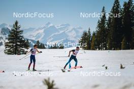 25.03.2022, Zweisimmen-Sparenmoos, Switzerland (SUI): Nicolas Mueller (SUI), Erwan Kaeser (SUI), (l-r)  - Swiss Championships cross-country, skiathlon, Zweisimmen-Sparenmoos (SUI). www.nordicfocus.com. © Modica/NordicFocus. Every downloaded picture is fee-liable.