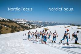 25.03.2022, Zweisimmen-Sparenmoos, Switzerland (SUI): Beda Klee (SUI), Severin Baessler (SUI), Cyril Faehndrich (SUI), Erwan Kaeser (SUI), Jonas Baumann (SUI) (l-r)  - Swiss Championships cross-country, skiathlon, Zweisimmen-Sparenmoos (SUI). www.nordicfocus.com. © Modica/NordicFocus. Every downloaded picture is fee-liable.