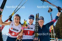 25.03.2022, Zweisimmen-Sparenmoos, Switzerland (SUI): Anja Weber (SUI), Nadine Faehndrich (SUI), Nadja Kaelin (SUI), (l-r)  - Swiss Championships cross-country, skiathlon, Zweisimmen-Sparenmoos (SUI). www.nordicfocus.com. © Modica/NordicFocus. Every downloaded picture is fee-liable.