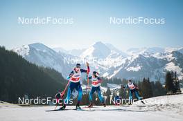 25.03.2022, Zweisimmen-Sparenmoos, Switzerland (SUI): Alina Meier (SUI), Laurien Van Der Graaff (SUI), Lea Fischer (SUI), (l-r)  - Swiss Championships cross-country, skiathlon, Zweisimmen-Sparenmoos (SUI). www.nordicfocus.com. © Modica/NordicFocus. Every downloaded picture is fee-liable.