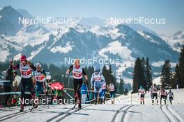 25.03.2022, Zweisimmen-Sparenmoos, Switzerland (SUI): Jon-Fadri Nufer (SUI), Silvan Lauber (SUI), Sven Buholzer (SUI), (l-r)  - Swiss Championships cross-country, skiathlon, Zweisimmen-Sparenmoos (SUI). www.nordicfocus.com. © Modica/NordicFocus. Every downloaded picture is fee-liable.