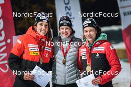 25.03.2022, Zweisimmen-Sparenmoos, Switzerland (SUI): Anja Weber (SUI), Nadine Faehndrich (SUI), Nadja Kaelin (SUI), (l-r) - Swiss Championships cross-country, skiathlon, Zweisimmen-Sparenmoos (SUI). www.nordicfocus.com. © Modica/NordicFocus. Every downloaded picture is fee-liable.