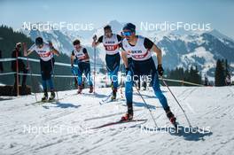25.03.2022, Zweisimmen-Sparenmoos, Switzerland (SUI): Ueli Schnider (SUI), Cyril Faehndrich (SUI), Erwan Kaeser (SUI), (l-r)  - Swiss Championships cross-country, skiathlon, Zweisimmen-Sparenmoos (SUI). www.nordicfocus.com. © Modica/NordicFocus. Every downloaded picture is fee-liable.