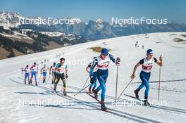 25.03.2022, Zweisimmen-Sparenmoos, Switzerland (SUI): Roman Alder (SUI), Gianluca Walpen (SUI), Antonin Savary (SUI), (l-r)  - Swiss Championships cross-country, skiathlon, Zweisimmen-Sparenmoos (SUI). www.nordicfocus.com. © Modica/NordicFocus. Every downloaded picture is fee-liable.