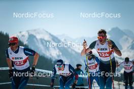 25.03.2022, Zweisimmen-Sparenmoos, Switzerland (SUI): Dario Cologna (SUI), Cedric Steiner (SUI), (l-r)  - Swiss Championships cross-country, skiathlon, Zweisimmen-Sparenmoos (SUI). www.nordicfocus.com. © Modica/NordicFocus. Every downloaded picture is fee-liable.