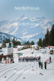 25.03.2022, Zweisimmen-Sparenmoos, Switzerland (SUI): Start of mens race - Swiss Championships cross-country, skiathlon, Zweisimmen-Sparenmoos (SUI). www.nordicfocus.com. © Modica/NordicFocus. Every downloaded picture is fee-liable.