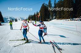 25.03.2022, Zweisimmen-Sparenmoos, Switzerland (SUI): Anja Weber (SUI), Nadine Faehndrich (SUI), (l-r)  - Swiss Championships cross-country, skiathlon, Zweisimmen-Sparenmoos (SUI). www.nordicfocus.com. © Modica/NordicFocus. Every downloaded picture is fee-liable.
