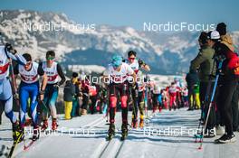 25.03.2022, Zweisimmen-Sparenmoos, Switzerland (SUI): Julian Emmenegger (SUI), Janik Joos (SUI), Anders Weiss (USA), (l-r)  - Swiss Championships cross-country, skiathlon, Zweisimmen-Sparenmoos (SUI). www.nordicfocus.com. © Modica/NordicFocus. Every downloaded picture is fee-liable.