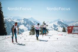 25.03.2022, Zweisimmen-Sparenmoos, Switzerland (SUI): Cedric Steiner (SUI), Ueli Schnider (SUI), Candide Pralong (SUI), (l-r)  - Swiss Championships cross-country, skiathlon, Zweisimmen-Sparenmoos (SUI). www.nordicfocus.com. © Modica/NordicFocus. Every downloaded picture is fee-liable.