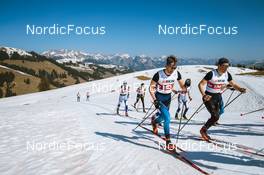 25.03.2022, Zweisimmen-Sparenmoos, Switzerland (SUI): Beda Klee (SUI), Severin Baessler (SUI), (l-r)  - Swiss Championships cross-country, skiathlon, Zweisimmen-Sparenmoos (SUI). www.nordicfocus.com. © Modica/NordicFocus. Every downloaded picture is fee-liable.