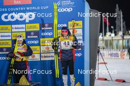 26.11.2022, Ruka, Finland (FIN): Johannes Hoesflot Klaebo (NOR), Martin Loewstroem Nyenget (NOR), (l-r) - FIS world cup cross-country, 10km, Ruka (FIN). www.nordicfocus.com. © Thibaut/NordicFocus. Every downloaded picture is fee-liable.