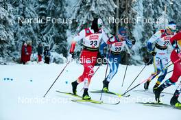 25.11.2022, Ruka, Finland (FIN): Maciej Starega (POL), Emil Liekari (FIN), Edvin Anger (SWE), (l-r)  - FIS world cup cross-country, individual sprint, Ruka (FIN). www.nordicfocus.com. © Modica/NordicFocus. Every downloaded picture is fee-liable.