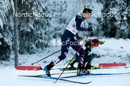 25.11.2022, Ruka, Finland (FIN): Jessie Diggins (USA), Katharina Hennig (GER), (l-r)  - FIS world cup cross-country, individual sprint, Ruka (FIN). www.nordicfocus.com. © Modica/NordicFocus. Every downloaded picture is fee-liable.