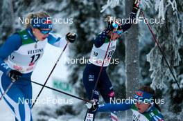 25.11.2022, Ruka, Finland (FIN): Amanda Saari (FIN), Jessie Diggins (USA), Katri Lylynpera (FIN), (l-r)  - FIS world cup cross-country, individual sprint, Ruka (FIN). www.nordicfocus.com. © Modica/NordicFocus. Every downloaded picture is fee-liable.