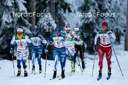 25.11.2022, Ruka, Finland (FIN): Johanna Hagstroem (SWE), Anne Kylloenen (FIN), Krista Parmakoski (FIN), Frida Karlsson (SWE), Victoria Carl (GER), Nadine Faehndrich (SUI), (l-r)  - FIS world cup cross-country, individual sprint, Ruka (FIN). www.nordicfocus.com. © Modica/NordicFocus. Every downloaded picture is fee-liable.