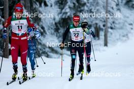 25.11.2022, Ruka, Finland (FIN): Kristine Stavaas Skistad (NOR), Katharina Hennig (GER), Jessie Diggins (USA), (l-r)  - FIS world cup cross-country, individual sprint, Ruka (FIN). www.nordicfocus.com. © Modica/NordicFocus. Every downloaded picture is fee-liable.