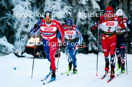 25.11.2022, Ruka, Finland (FIN): Richard Jouve (FRA), Lauri Vuorinen (FIN), Paal Golberg (NOR), (l-r)  - FIS world cup cross-country, individual sprint, Ruka (FIN). www.nordicfocus.com. © Modica/NordicFocus. Every downloaded picture is fee-liable.