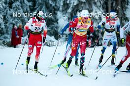 25.11.2022, Ruka, Finland (FIN): Maciej Starega (POL), Johannes Hoesflot Klaebo (NOR), Edvin Anger (SWE), (l-r)  - FIS world cup cross-country, individual sprint, Ruka (FIN). www.nordicfocus.com. © Modica/NordicFocus. Every downloaded picture is fee-liable.