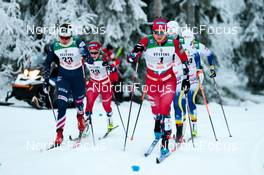 25.11.2022, Ruka, Finland (FIN): Julia Kern (USA), Anna Svendsen (NOR), Ane Appelkvist Stenseth (NOR), (l-r)  - FIS world cup cross-country, individual sprint, Ruka (FIN). www.nordicfocus.com. © Modica/NordicFocus. Every downloaded picture is fee-liable.