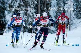 25.11.2022, Ruka, Finland (FIN): Joni Maki (FIN), Ben Ogden (USA), Even Northug (NOR), (l-r)  - FIS world cup cross-country, individual sprint, Ruka (FIN). www.nordicfocus.com. © Modica/NordicFocus. Every downloaded picture is fee-liable.