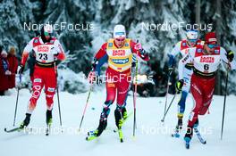 25.11.2022, Ruka, Finland (FIN): Maciej Starega (POL), Johannes Hoesflot Klaebo (NOR), Edvin Anger (SWE), Valerio Grond (SUI), (l-r)  - FIS world cup cross-country, individual sprint, Ruka (FIN). www.nordicfocus.com. © Modica/NordicFocus. Every downloaded picture is fee-liable.