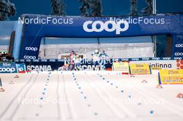 25.11.2022, Ruka, Finland (FIN): Maja Dahlqvist (SWE), Tiril Udnes Weng (NOR), Johanna Hagstroem (SWE), Emma Ribom (SWE), Jasmi Joensuu (FIN), (l-r)  - FIS world cup cross-country, individual sprint, Ruka (FIN). www.nordicfocus.com. © Modica/NordicFocus. Every downloaded picture is fee-liable.