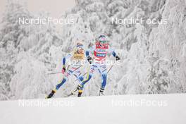 27.11.2022, Ruka, Finland (FIN): Frida Karlsson (SWE), Ebba Andersson (SWE), (l-r)  - FIS world cup cross-country, pursuit, Ruka (FIN). www.nordicfocus.com. © Modica/NordicFocus. Every downloaded picture is fee-liable.