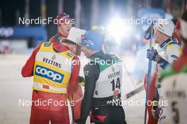 27.11.2022, Ruka, Finland (FIN): Johannes Hoesflot Klaebo (NOR), Federico Pellegrino (ITA), (l-r)  - FIS world cup cross-country, pursuit, Ruka (FIN). www.nordicfocus.com. © Modica/NordicFocus. Every downloaded picture is fee-liable.