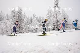 27.11.2022, Ruka, Finland (FIN): Novie Mccabe (USA), Lisa Lohmann (GER), Delphine Claudel (FRA), Eva Urevc (SLO), (l-r)  - FIS world cup cross-country, pursuit, Ruka (FIN). www.nordicfocus.com. © Modica/NordicFocus. Every downloaded picture is fee-liable.